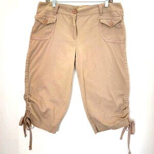 Womens Indigo Great Northwest Capri Cargo Pants Sz 14 Soft Summer Comfort Beige